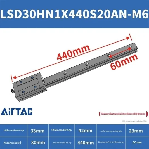 Ray trượt tiêu chuẩn LSD30HN1X440S20AN-M6 - Ảnh 2