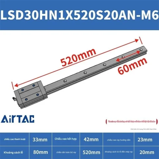 Ray trượt tiêu chuẩn LSD30HN1X520S20AN-M6 - Ảnh 2