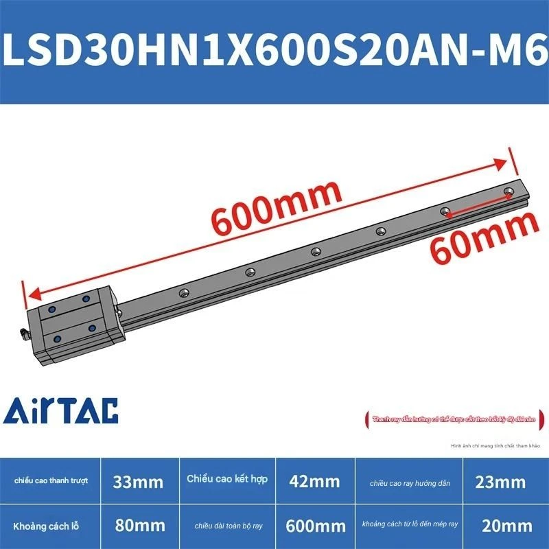 Ray trượt tiêu chuẩn LSD30HN1X600S20AN-M6 - Ảnh 2