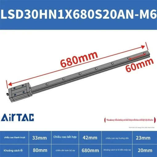 Ray trượt tiêu chuẩn LSD30HN1X680S20AN-M6 - Ảnh 2
