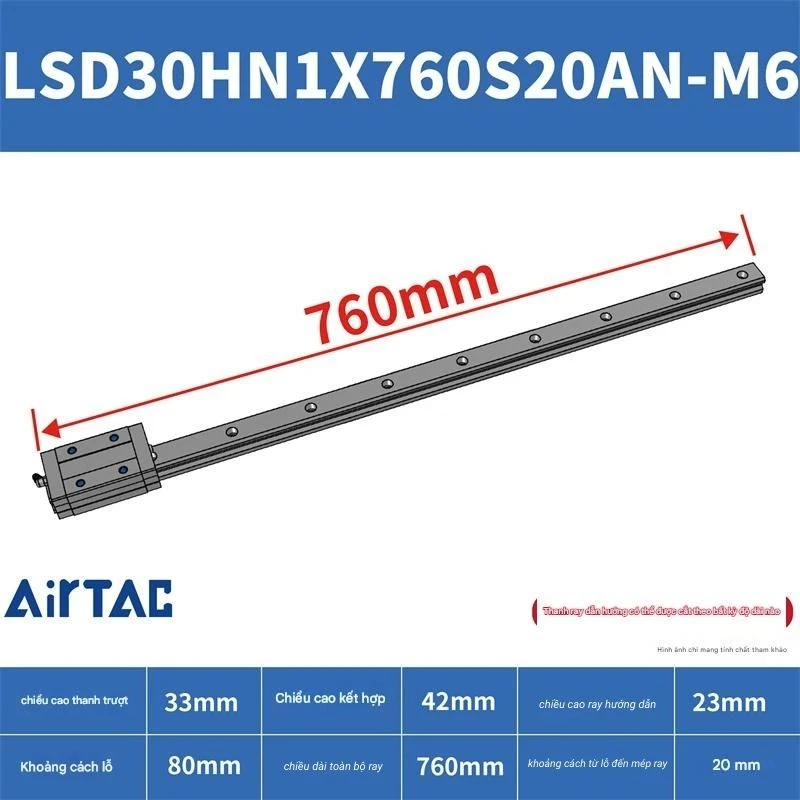 Ray trượt tiêu chuẩn LSD30HN1X760S20AN-M6 - Ảnh 2