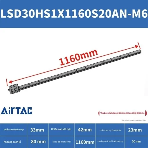Ray trượt ngắn LSD30HS1X1160S20AN-M6 - Ảnh 2