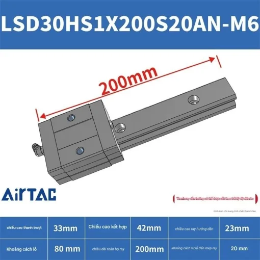 Ray trượt ngắn LSD30HS1X200S20AN-M6 - Ảnh 2
