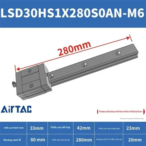 Ray trượt ngắn LSD30HS1X280S20AN-M6 - Ảnh 2