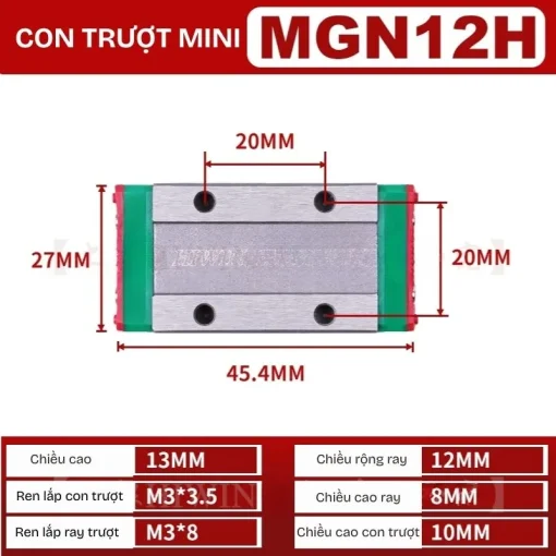 Ray trượt đơn MGN12H (thép hợp kim) - Ảnh 2