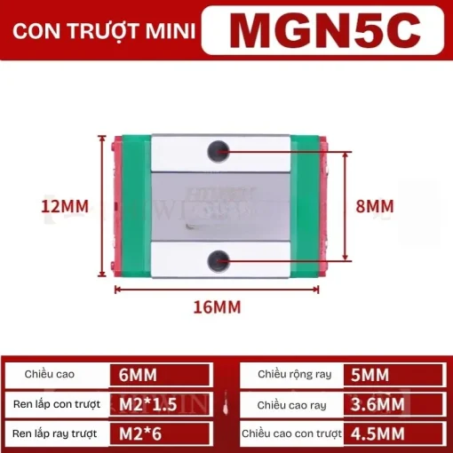 Ray trượt đơn MGN5C (thép không gỉ) - Ảnh 2