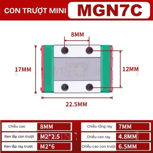Ray trượt đơn MGN7C (thép hợp kim) - Ảnh 2
