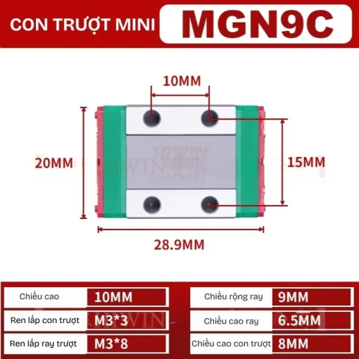 Ray trượt đơn MGN9C (thép hợp kim) - Ảnh 2