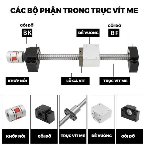 Gối đỡ trục vít me BF17 - Ảnh 4