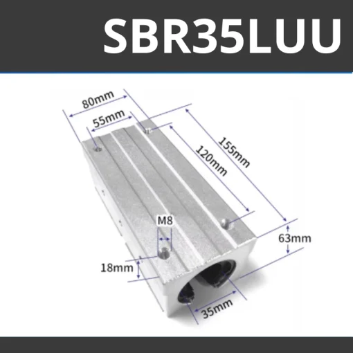 Con trượt tròn có đế thân dài SBR35LUU (Bi trượt tròn có đế) - Ảnh 2
