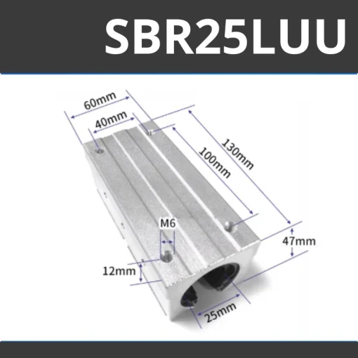 Con trượt tròn có đế thân dài SBR25LUU (Bi trượt tròn có đế) - Ảnh 2