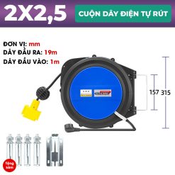 Cuộn rulo dây điện tự rút 2x2,5mm (2 lõi, tiết diện 2,5mm) 15 - 20m