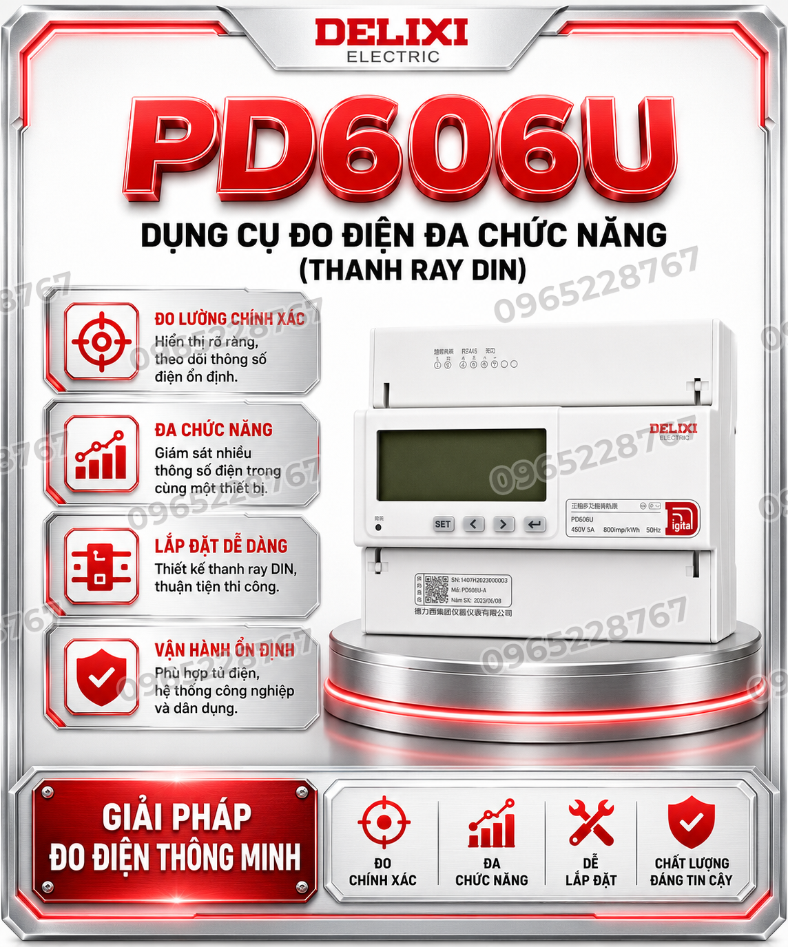 PD606U Dụng cụ đo điện đa chức năng (thanh ray DIN)