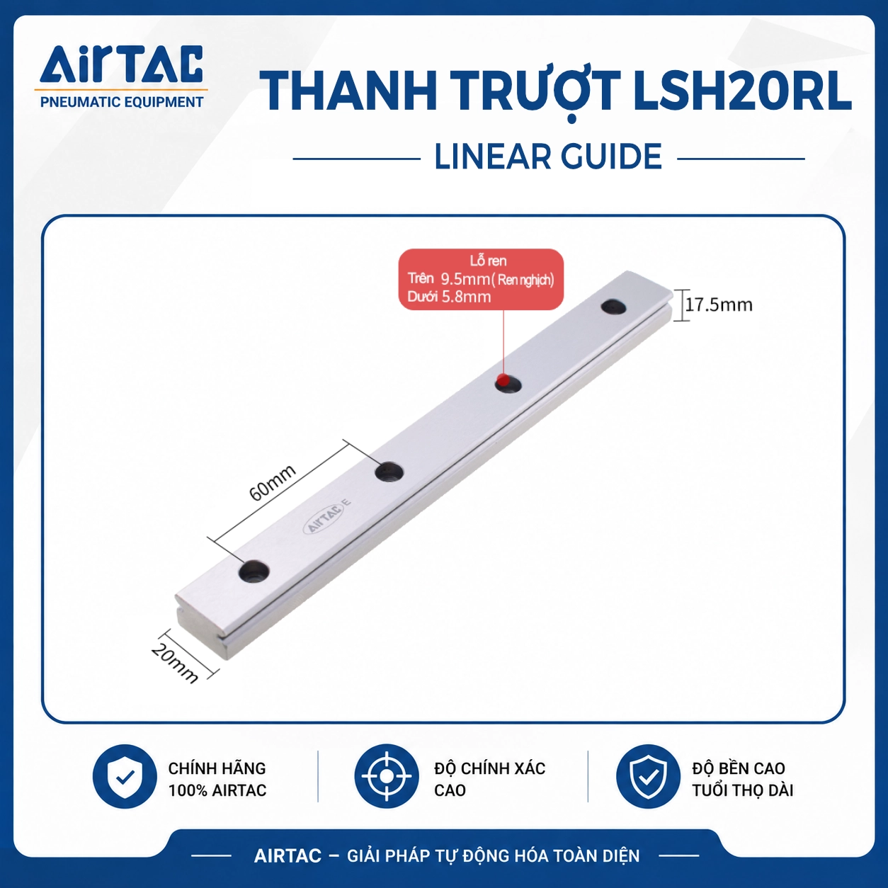 Thanh trượt vuông AirTAC LSH20RL